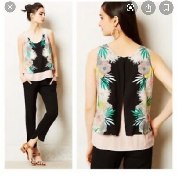 Anthropologie Cory Lynn Calter lightweight layered sleeveless floral top size XS - Picture 2 of 8